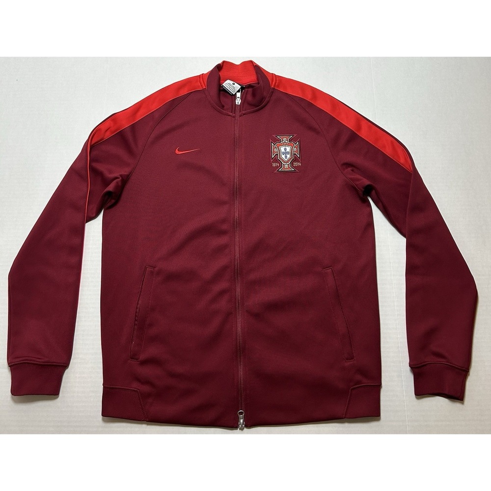 Nike Portugal Futbol Jacket Full Zip Burgundy 2014 World Cup Soccer Size Large